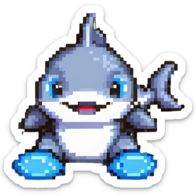 adorable small shark with blue shoes sticker