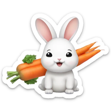 petit lapin mange une carotte sticker