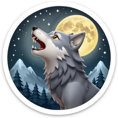 Wolf howling att Moon  sticker