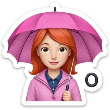 Girl with pink umbrella sticker