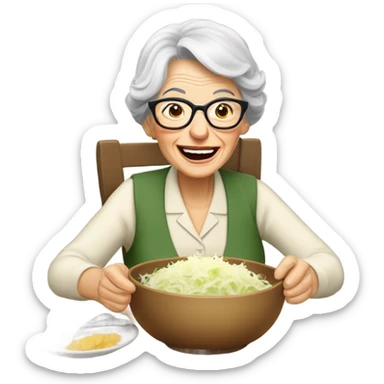 Grandma eating sauerkraut  sticker