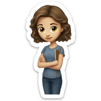 Brown hair girl sketching notebook sticker