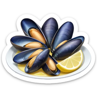 mussels with lemon wedge sticker