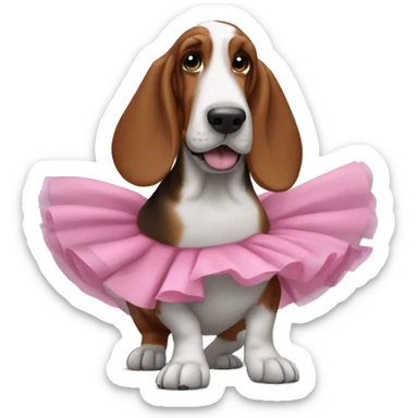 Basset hound in a tutu dancing sticker