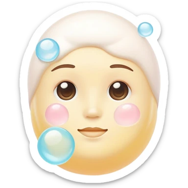 Foaming facial cleanser, minimalist, rounded, soft pastel colors, with foam bubbles sticker