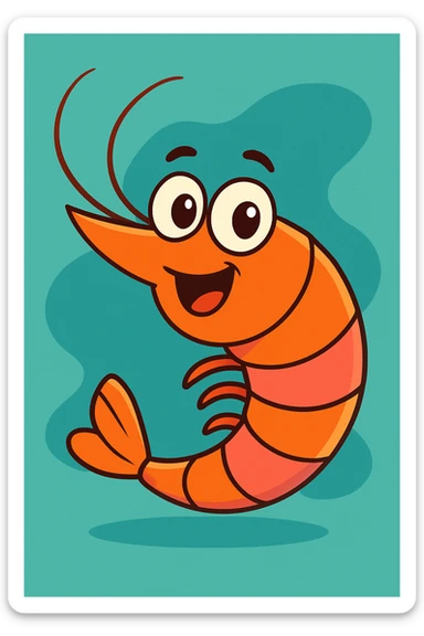 smiling shrimp vibrant cartoon style sticker
