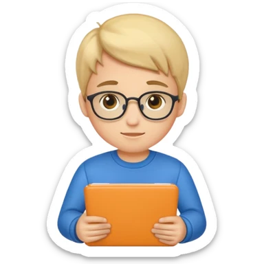 Cute boy programmer with notebook sticker