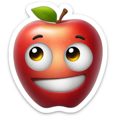 A red apple with a body sticker