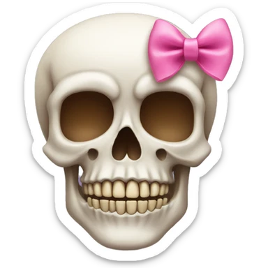 skull with a pink bow on its head sticker