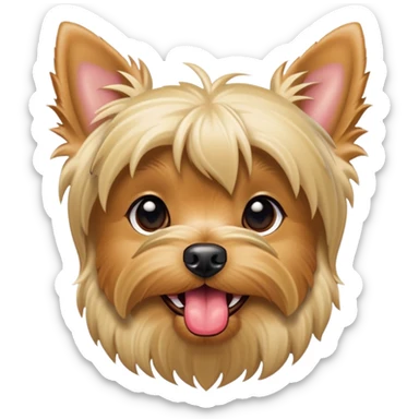 Blonde yorkie dog with tongue out sticker