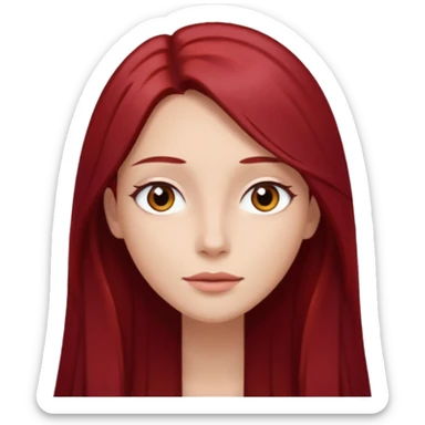 long straight dark red hair sticker