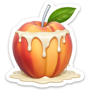 There is a lot of milk on the cut peaches. sticker