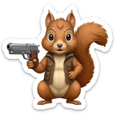 Squirrel with gun  sticker