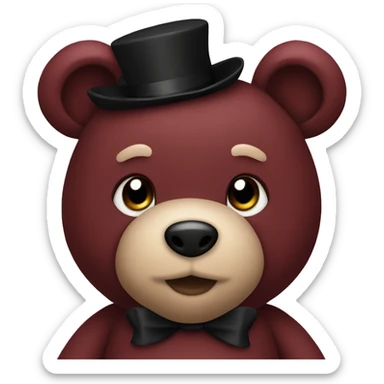 maroon teddy bear with black bow sticker