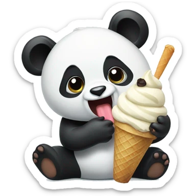 Panda eating ice cream sticker