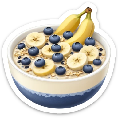 Overnight oats with banana slices,blueberries, honey, sky, chiaseeds sticker