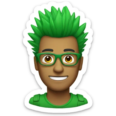 a guy with a green mohawk and glasses sticker