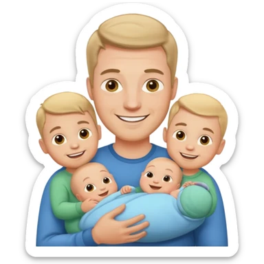 white man with three babies sticker