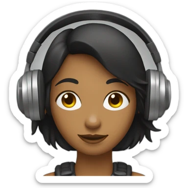 Une fille qui écoute de la musique avec un casque noir sticker