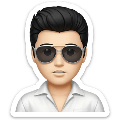 A boy with an Elvis Presley mask with sunglasses (with total black lenses)dressed as Elvis Presley (white dress) sticker