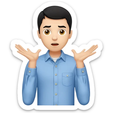 light skin black hair man surprised full body sticker