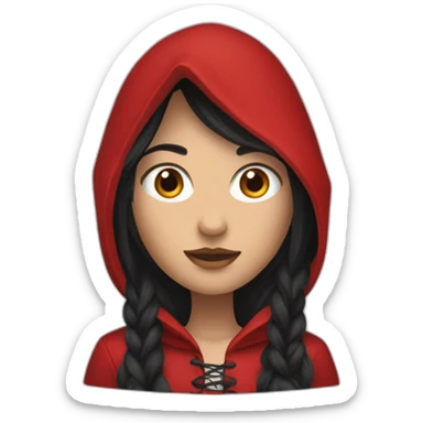 red-ridding-hood-with-long-black-strait-hair-with-white-break sticker