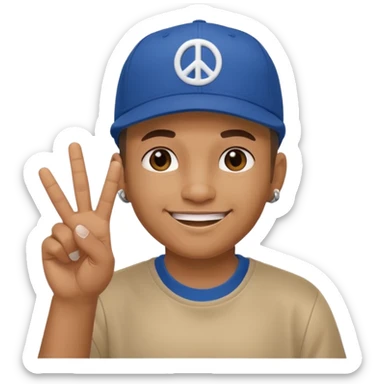 Hiphopper with baseball cap doing a peace sign with his fingers sticker