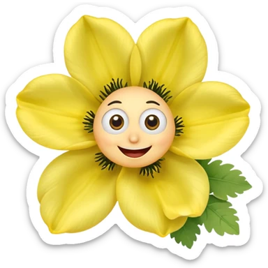 five leaved yellow anemone eyes mouth sticker