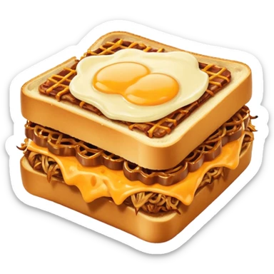 BBQ pulled pork frisco melt on texas toast with crispy onions, no egg on top sticker