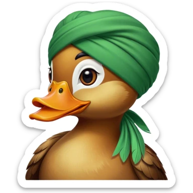 Duck face wearing green turban sticker
