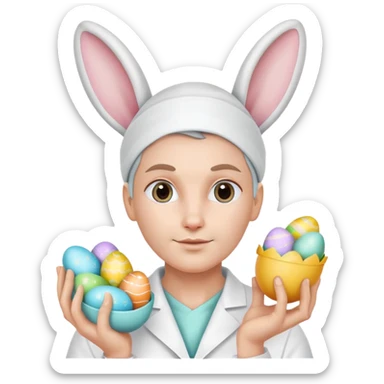 plastic surgeon with bunny ears and Easter eggs sticker