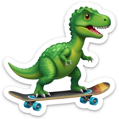Dinosaur and skateboard emoji combination sticker