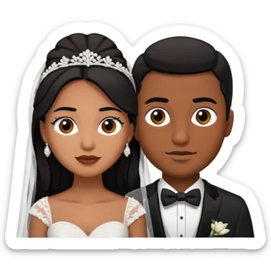 Bride with black hair black eyes and brown skin groom with black hair black eyes sticker