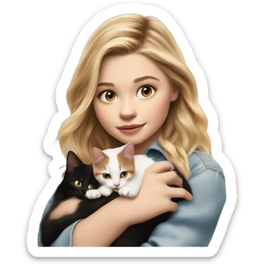 Chloe grace moretz holding calico cat  sticker