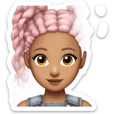 Ariana grande wearing a Shakira lace up croc top and short jeans and pink highlights  sticker