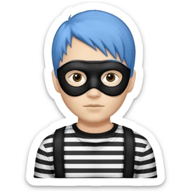 blue haired criminal with robber mask sticker