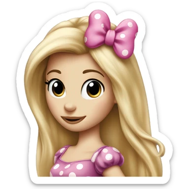 Long blonde hair minnie mouse sticker