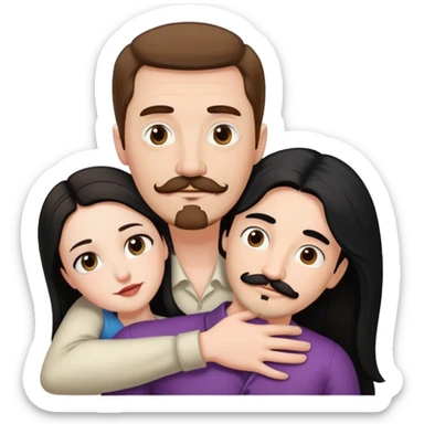 Tall pale man with brown hair mustache and goatee hugging small pale woman long black hair sticker