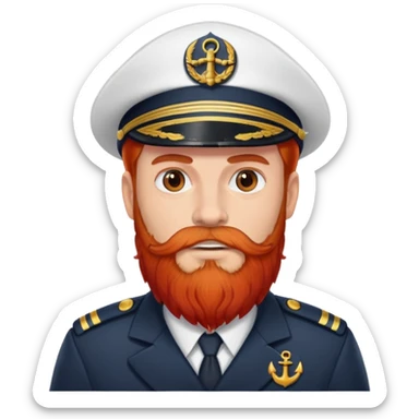 Boat Captain with red beard long hair sticker