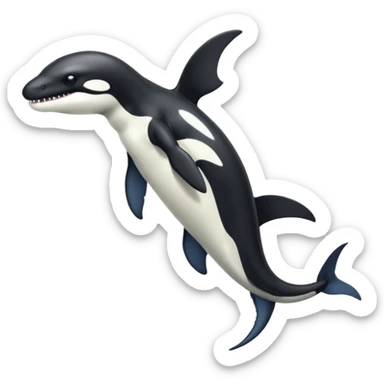 Black and white Orca-reptile-reptilian-lizard-skink-gecko-Digimon-Fakémon-hybrid full body, two legs, two arms, claws, tail sticker