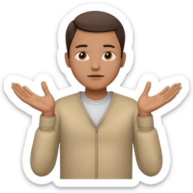 un hombre con las dos manos en el pecho, con las palmas de las manos abiertas. con ropa sticker