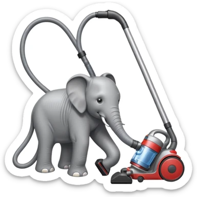 elephant pushing vacuum cleaner sticker