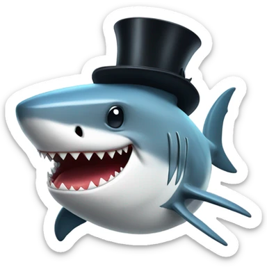 Shark with a top hat sticker