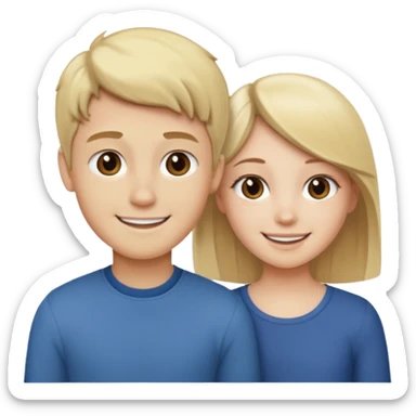 blonde boy smiling with pale brunette girl sticker