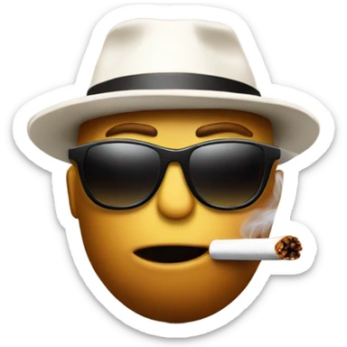 Nut emoji smoking cigarette with sunglasses on sticker