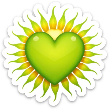 lime green heart with a sunburst sticker