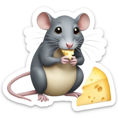 Rat eating cheese sticker