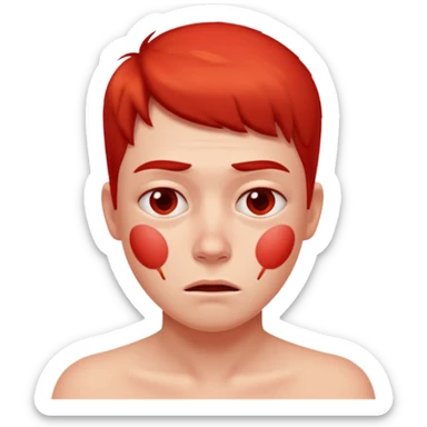 une personne allergique avec des boutons et tout rouge sticker