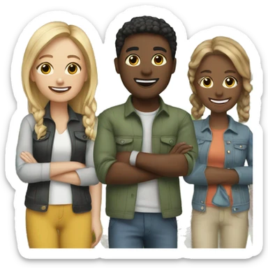 friends enjoying outdoor day sticker