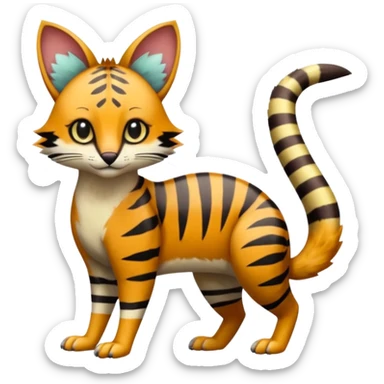Colorful Bobcat-Tiger-Numbat-Serval-Genet-Pokémon-Digimon-Fakémon-fusion-hybrid-creature sticker
